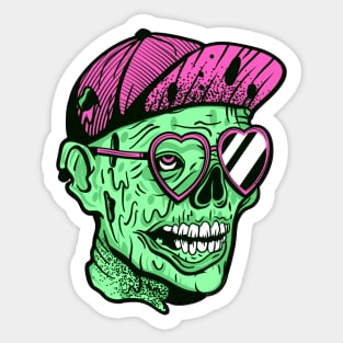 Zombie Hipster Illustration Sticker